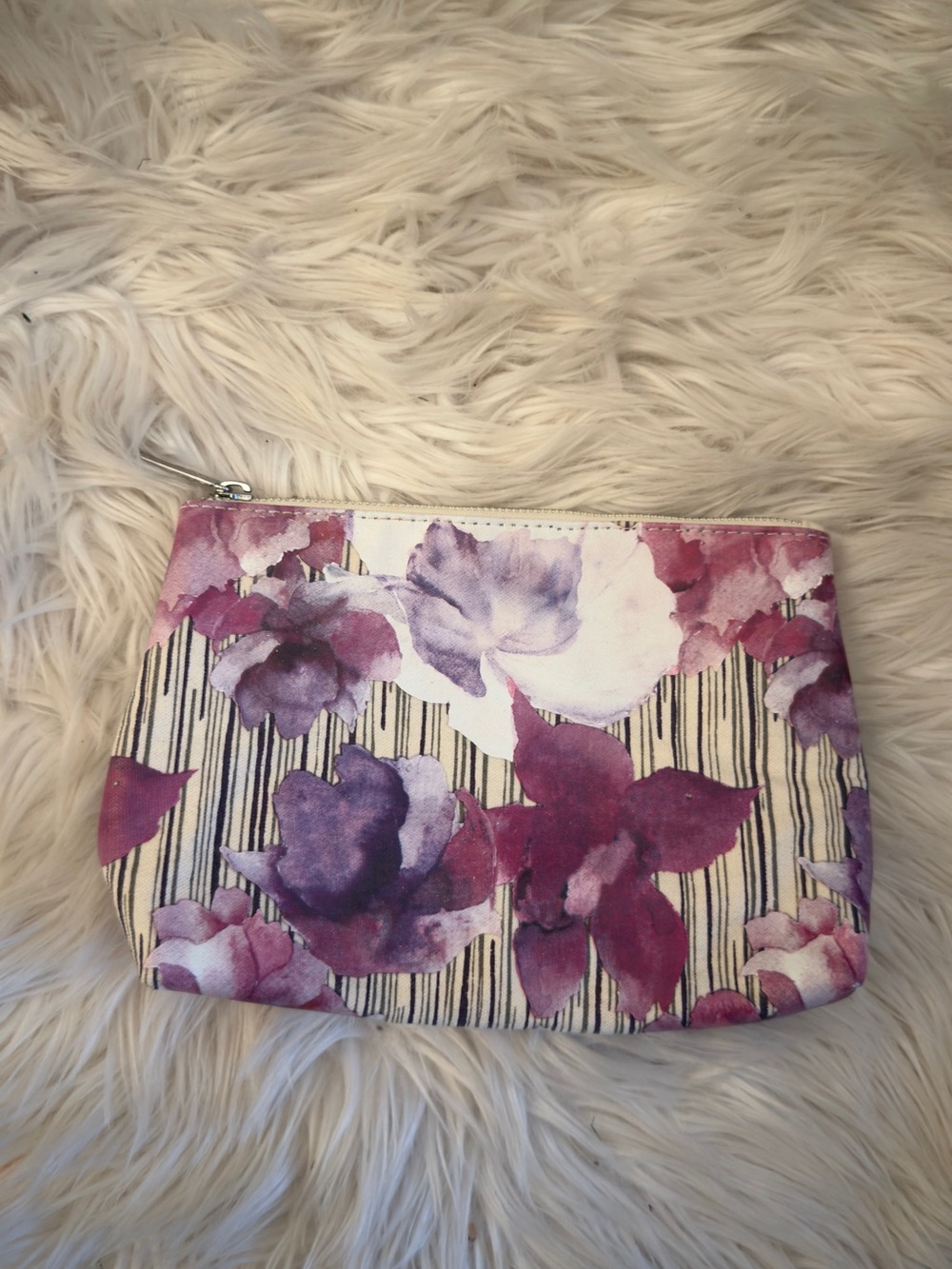 Nordstrom Purple & Pink Floral Zip Cosmetic Pouch